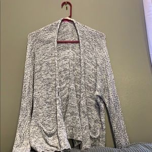 greg and white knit cardigan